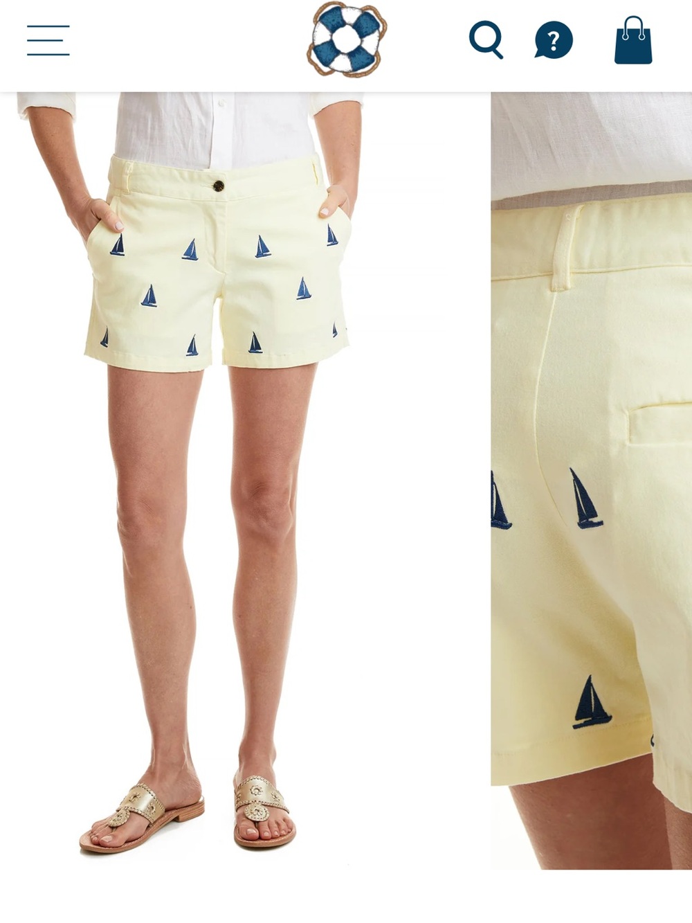 NWT Castaways Nantucket Light Yellow Embroidered Sailboat-Print Bermuda Shorts - Picture 5 of 6